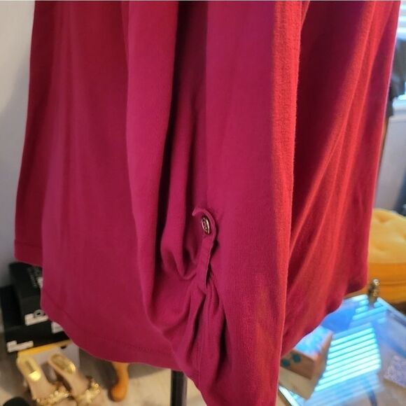 Chaps Red Blouse with Gold Buttons - Picture 4 of 7